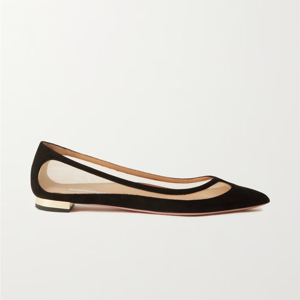 Aquazzura Amal suede flats mesh 40.5